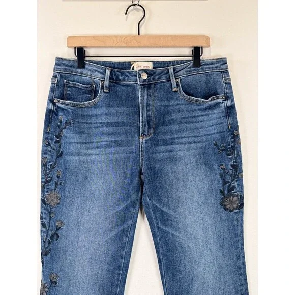 NWT Driftwood Womens Jeans Blue Kelly Bootcut Floral Embroidered Boho Size 31 - Picture 5 of 9